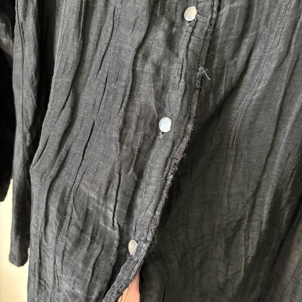Cynthia Ashby Silk Linen Crinkle Textured Lagenlook Button Down Jacket - Picture 6 of 14